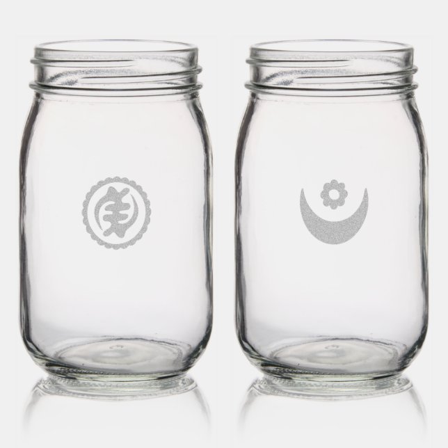 African Adinkra Mason Jar (Glassware)