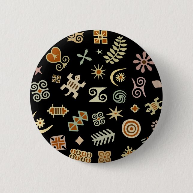 African Adinkra Symbols Button (Front)