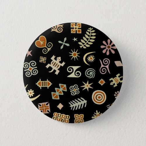 African Adinkra Symbols Button