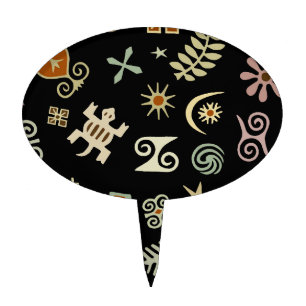 African Adinkra Symbols Cake Topper