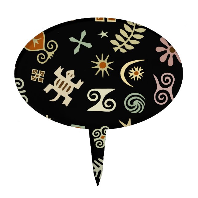 African Adinkra Symbols Cake Topper (Front)