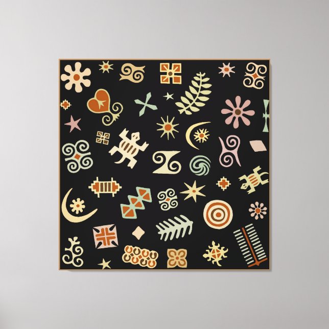 African Adinkra Symbols Canvas Print (Front)