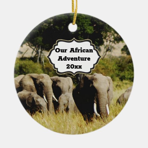 African adventure DIY year african elephant photo Ceramic Ornament