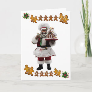African Amer. Santa's Gingerbread Recipe Christmas Card