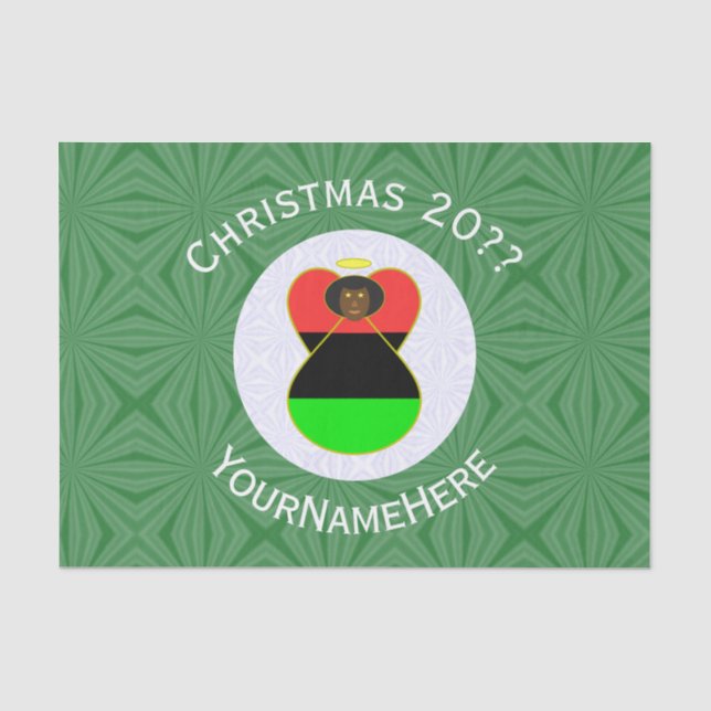 African America Flag Christmas Angel Personalized  Tissue Paper (Front)