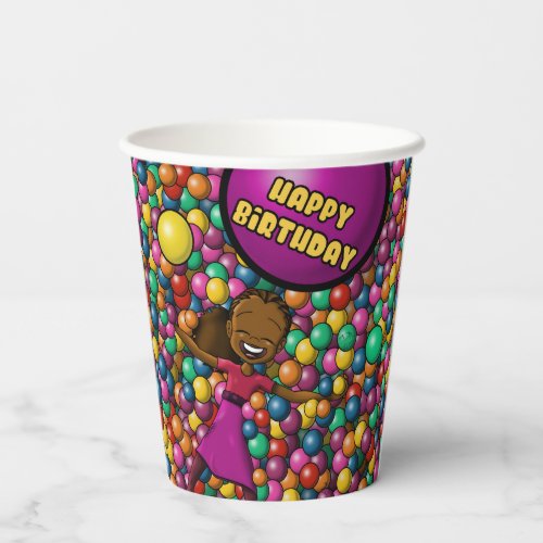 African America Girl Birthday Paper Cups