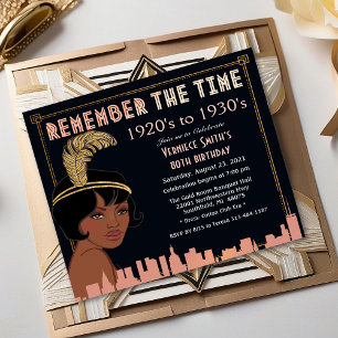 African American 1920s Style Birthday Invitation