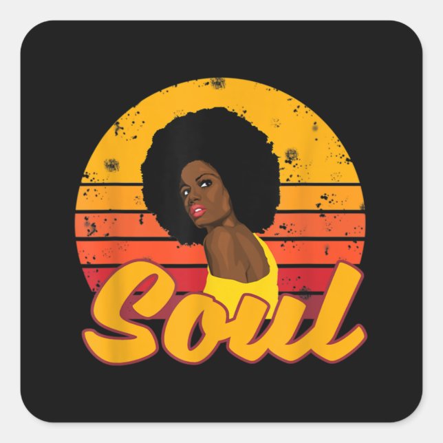 African American 70s 80s Funk Afro Disco Soul Square Sticker (Front)