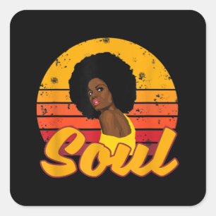 African American 70s 80s Funk Afro Disco Soul Square Sticker