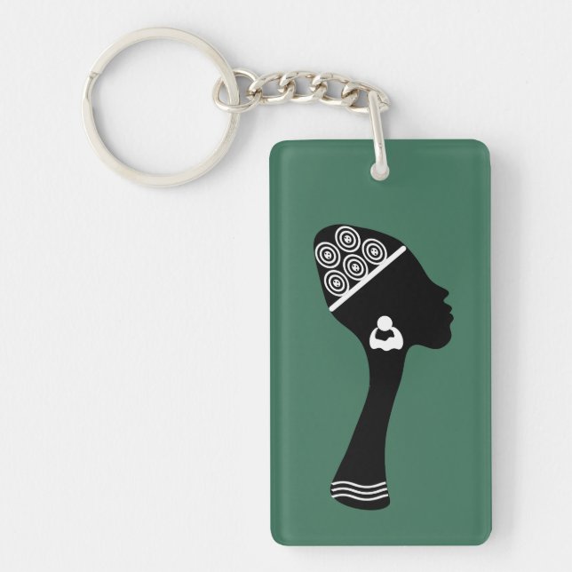 African American abstract woman profile Keychain (Front)