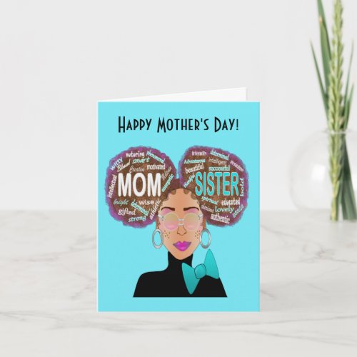 African American Afro Hair Sister Mothers Day  Ca Card