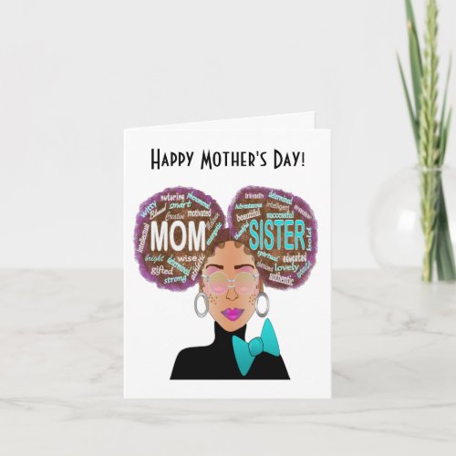 African American Afro Hair Sister Mothers Day  Card