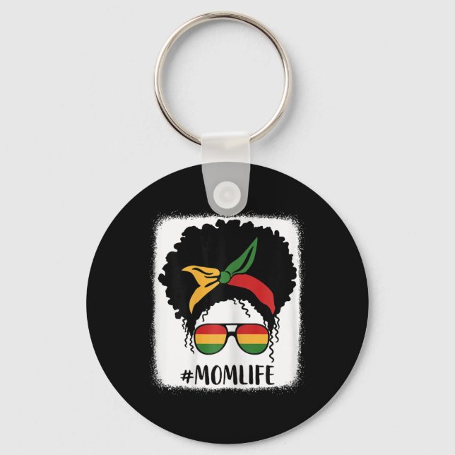 African American Afro Mom Life Black Mom Mothers D Keychain (Front)