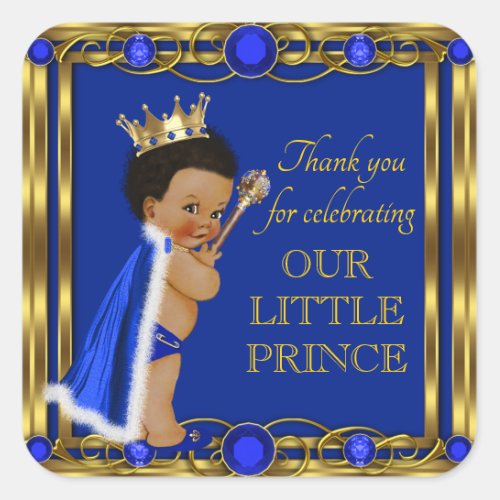 African American Afro Prince Baby Shower Stickers