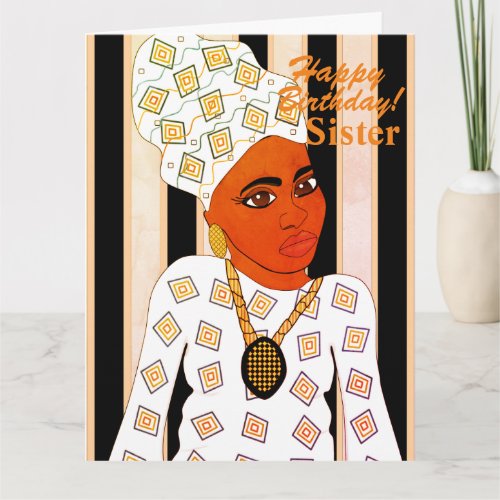 African American Afrocentric Sister Birthday Card