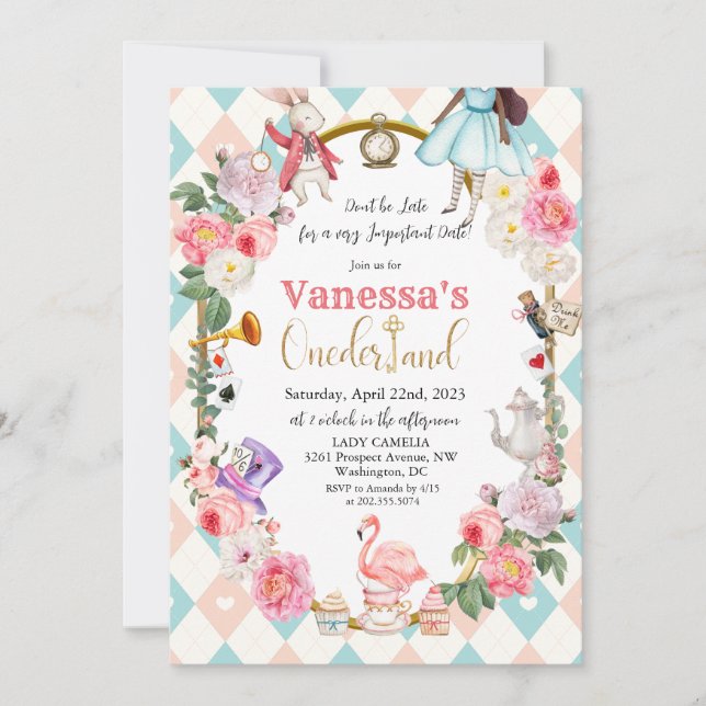 African American Alice in Wonderland Invitation (Front)