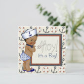African American Anchor Boy Nautical Baby Shower Invitation (Standing Front)