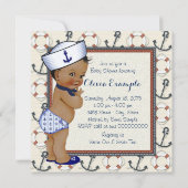 African American Anchor Boy Nautical Baby Shower Invitation (Back)