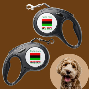 African American and Diaspora Flag Green Personal Retractable Pet Leash