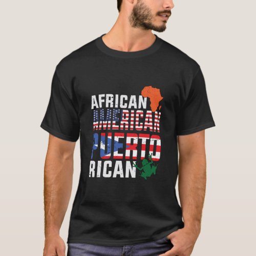 African American and Puerto Rican flag  T_Shirt