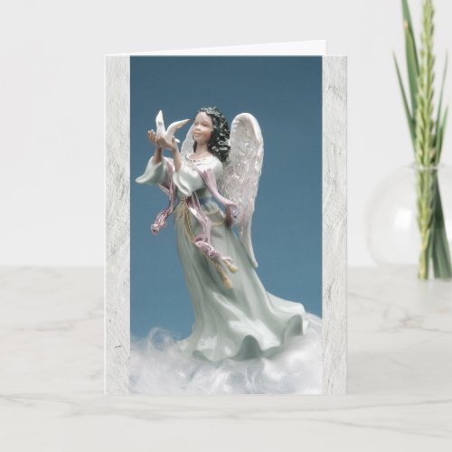 African American Angel and Peace Dove Christmas Card