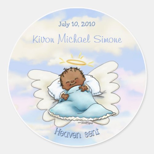 African American_ Angel baby boy sticker