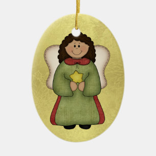 African American Angel Ceramic Ornament