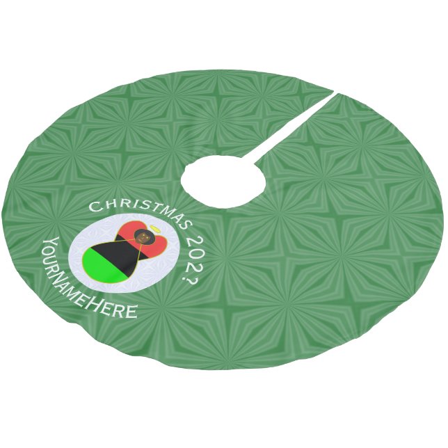 African American Angel Christmas Flag Personalized Brushed Polyester Tree Skirt (Angled)
