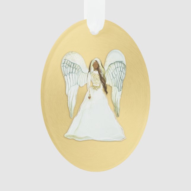 African American Angel Christmas Ornament (Front)