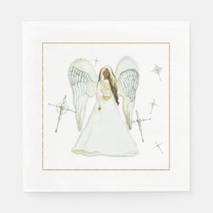 African American Angel Christmas Paper Napkin