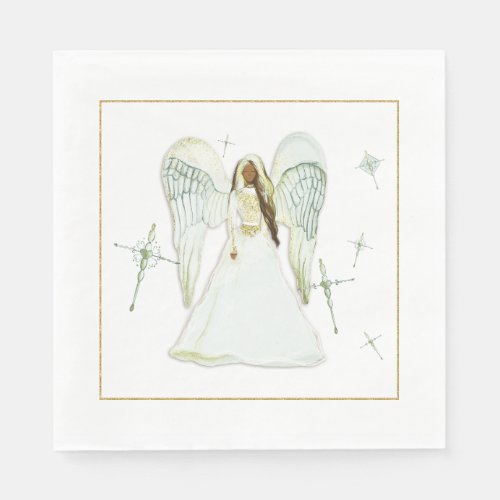 African American Angel Christmas Paper Napkin