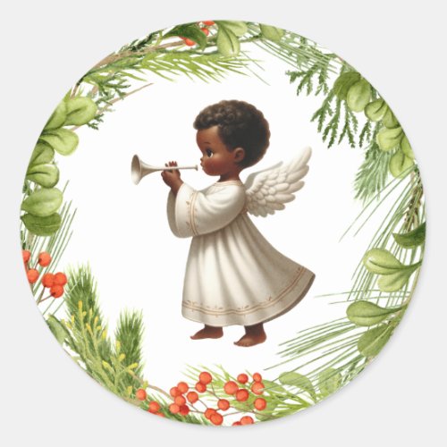 African American Angel Christmas Sticker