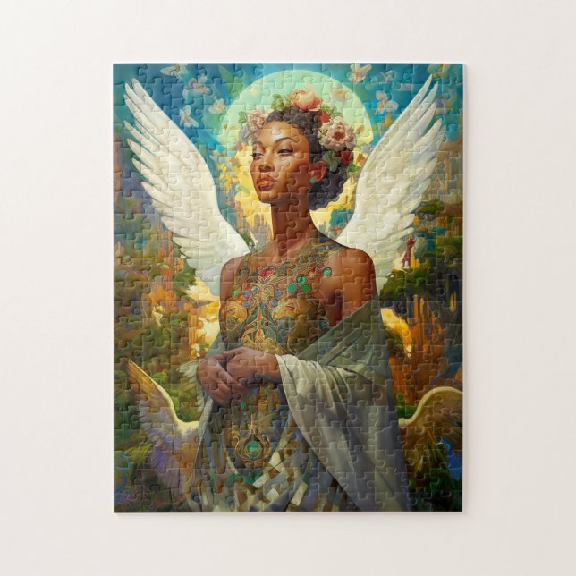African American Angel Goddess Fantasy Art Jigsaw Puzzle (Vertical)