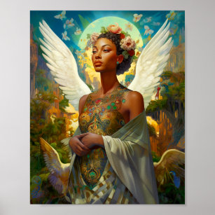 African American Angel Goddess Fantasy Art Poster