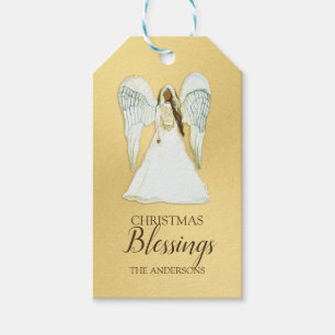 African American Angel Gold Gift Tag