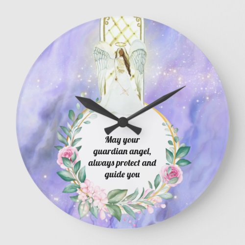 African American angel heaven quote girls Large Clock