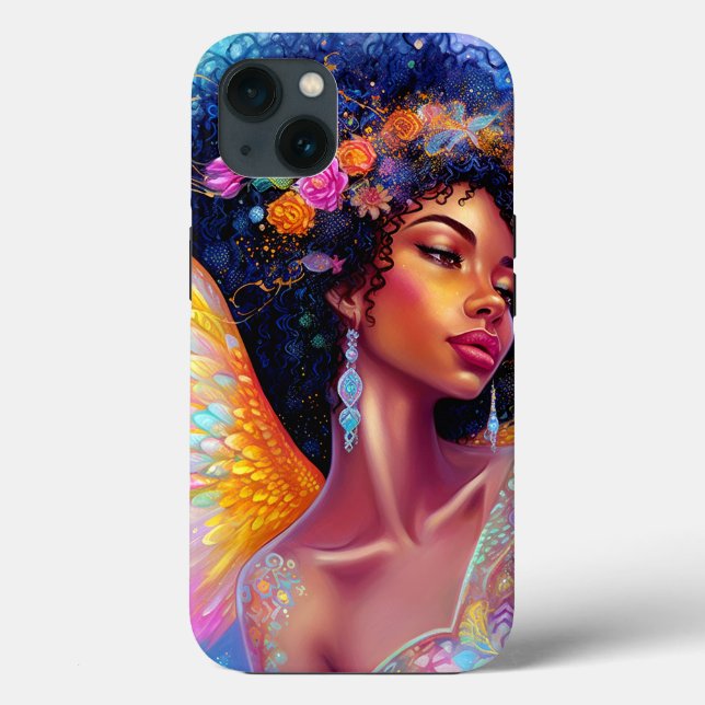 African American Angel Lady Fantasy Art Case-Mate iPhone Case (Back)