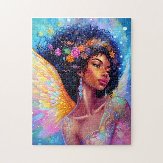 African American Angel Lady Fantasy Art Jigsaw Puzzle (Vertical)