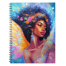 African American Angel Lady Fantasy Art Notebook