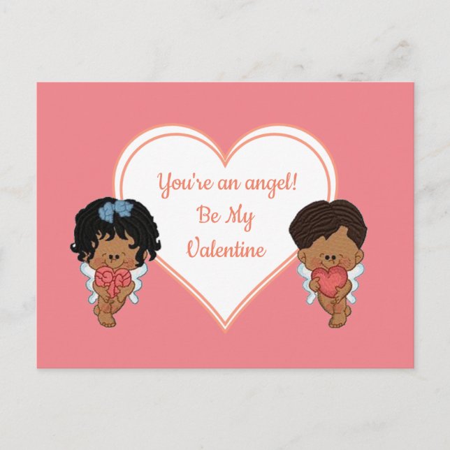 African American Angels Valentine Postcard (Front)
