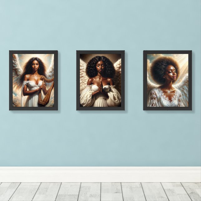 African American Angels Wall Art Set (Wood Floor)
