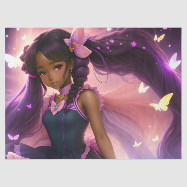 African American Anime Black Girl  Tissue Paper (Front)
