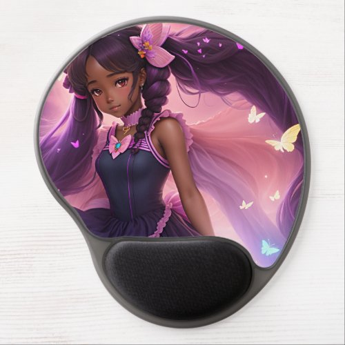 African American Anime Girl Animecore Aesthetic Gel Mouse Pad