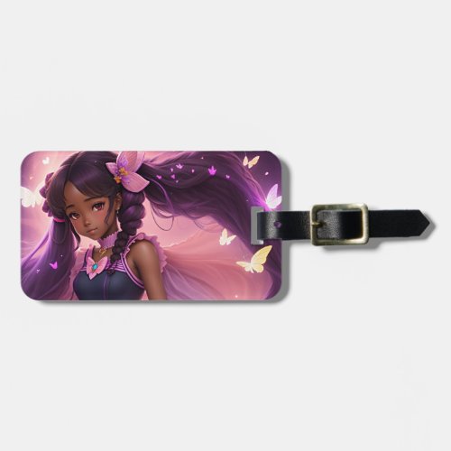 African American Anime Girl Animecore Aesthetic Luggage Tag