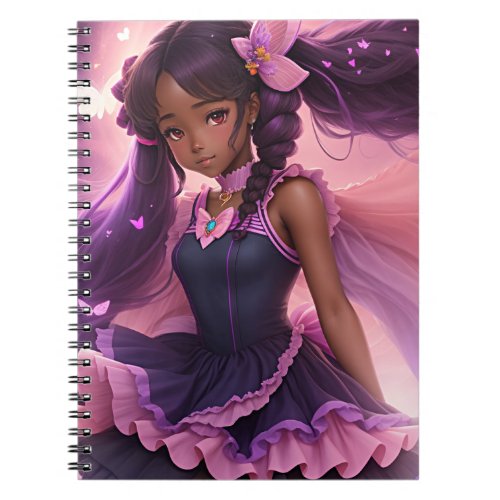 African American Anime Girl Animecore Aesthetic Notebook
