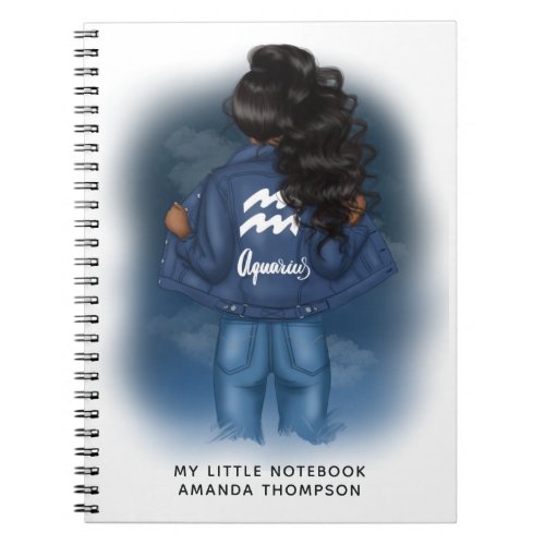 African American Aquarius Zodiac Sign Notebook