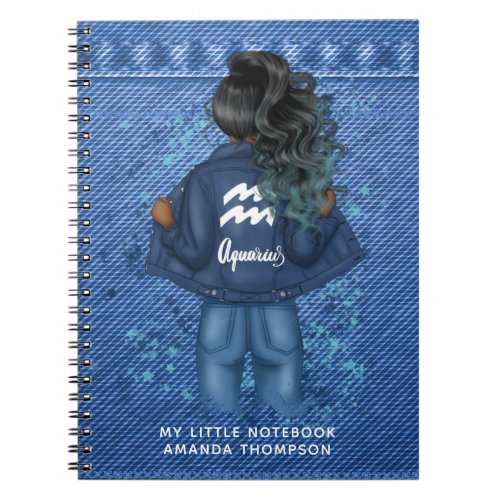 African American Aquarius Zodiac Sign Personal Notebook