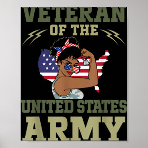 African American Army Veteran Female Afro Melanin Poster