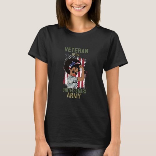 African American Army Veteran Female T_Shirt
