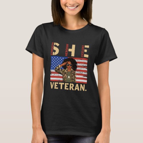 African American Army Veteran Woman T_Shirt